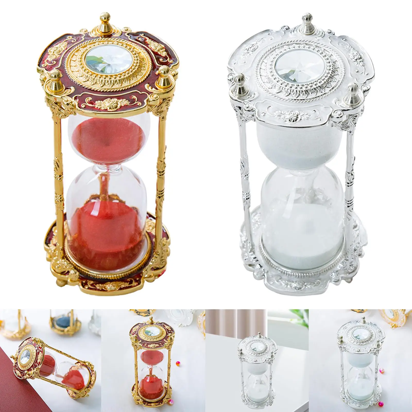 Creative Sand Clock Birthday Gift Timer Zinc Alloy Sandglass for Running Kitchen Restaurant Party Favor Props Ornaments