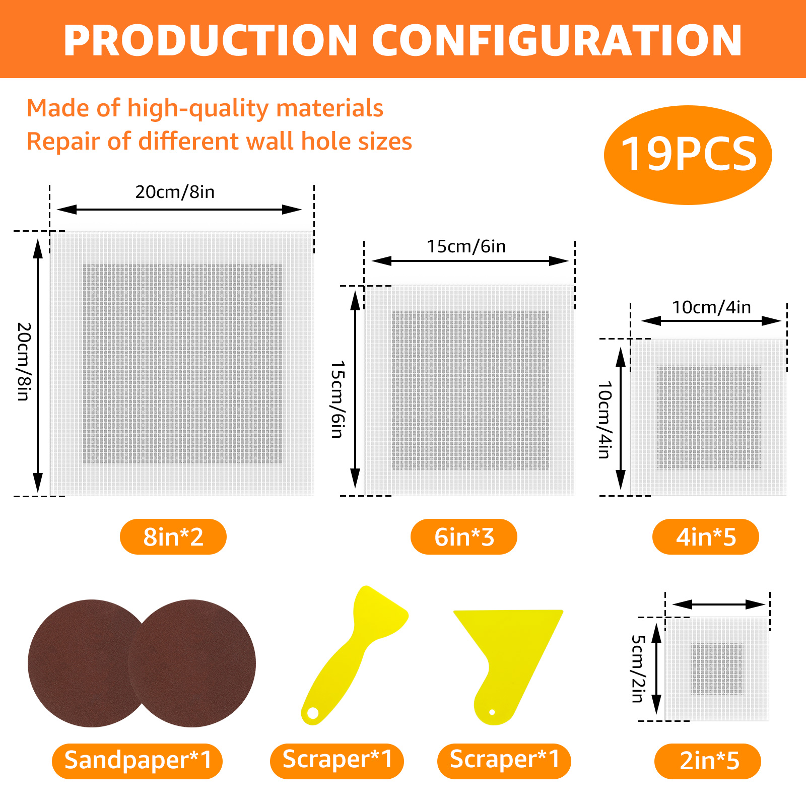 Комплект для ремонта гипсокартона 2/4/6/8 дюймов, комплект патчей с  металлическими отверстиями для стен, со скребком, наждачная бумага,  комплект для ремонта поврежденных стен, ремонт трещин, 19 шт. | AliExpress
