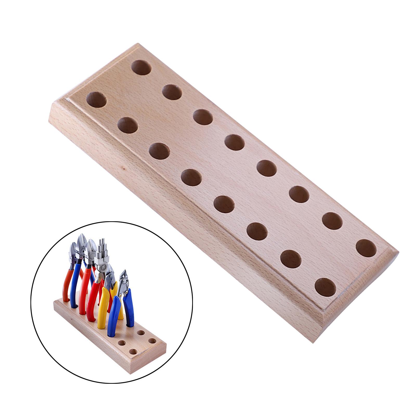 16 Holes Wood Plier Block Desktop Base Stand Tool Storage Wood Pallet Jewelry Making Supplies DIY Crafting Beading Accs