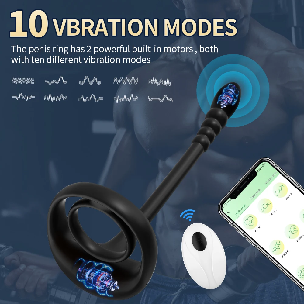 HULAMY APP Remote Control Anal Vibrator Testicle Prostate Massage Stimulate Butt Plug Male Masturbator Cockring Sex Toy for Men