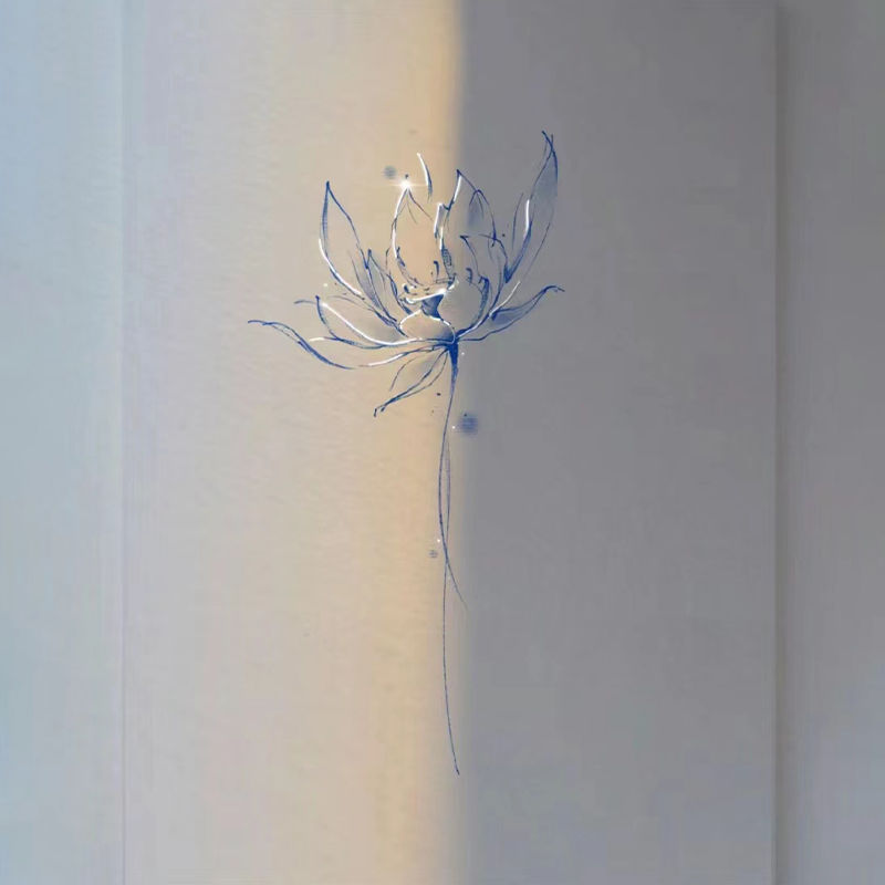 Blaue Blume Tattoo Aufkleber dauerhafte gefälschte Tätowierung für Frau Arm Handgelenk temporäre Tätowierung sexy Kunst Faux Tattoos wasserdichte Tatuajes – Detail 1