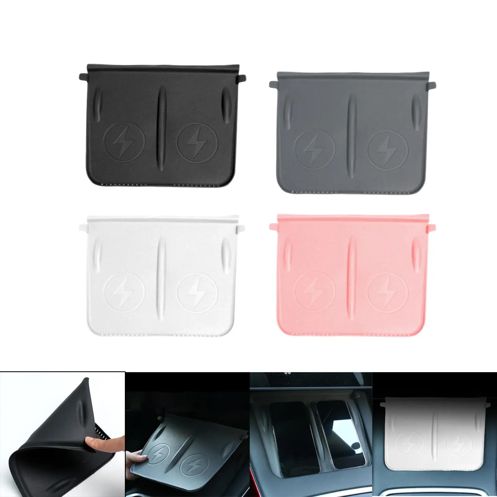Vehicle Central Control Charging Panel Trim, Replace Mat Anti Skid Pad Non Slip Cover Fits for Tesla Model 3 Model Y 2021-22
