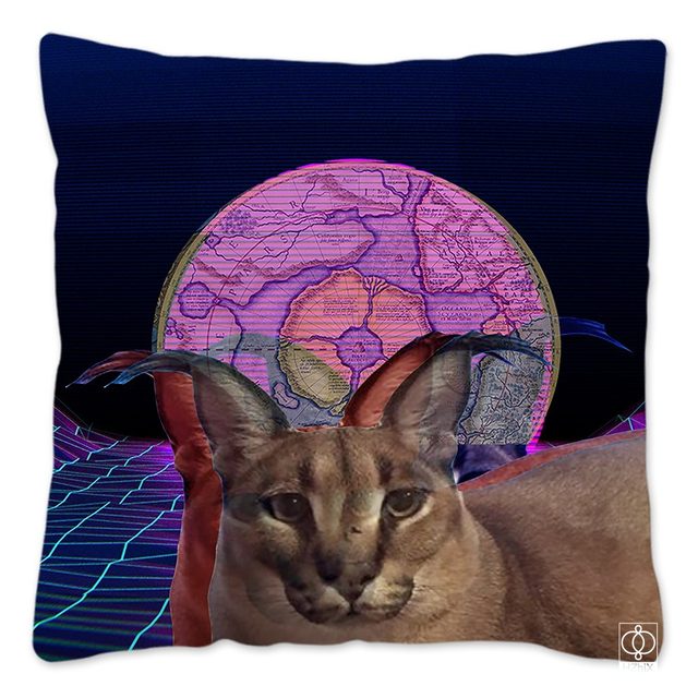 Caracal Meme Cat Big floppa - Almohada para gato, 16 x 16 pulgadas,  multicolor