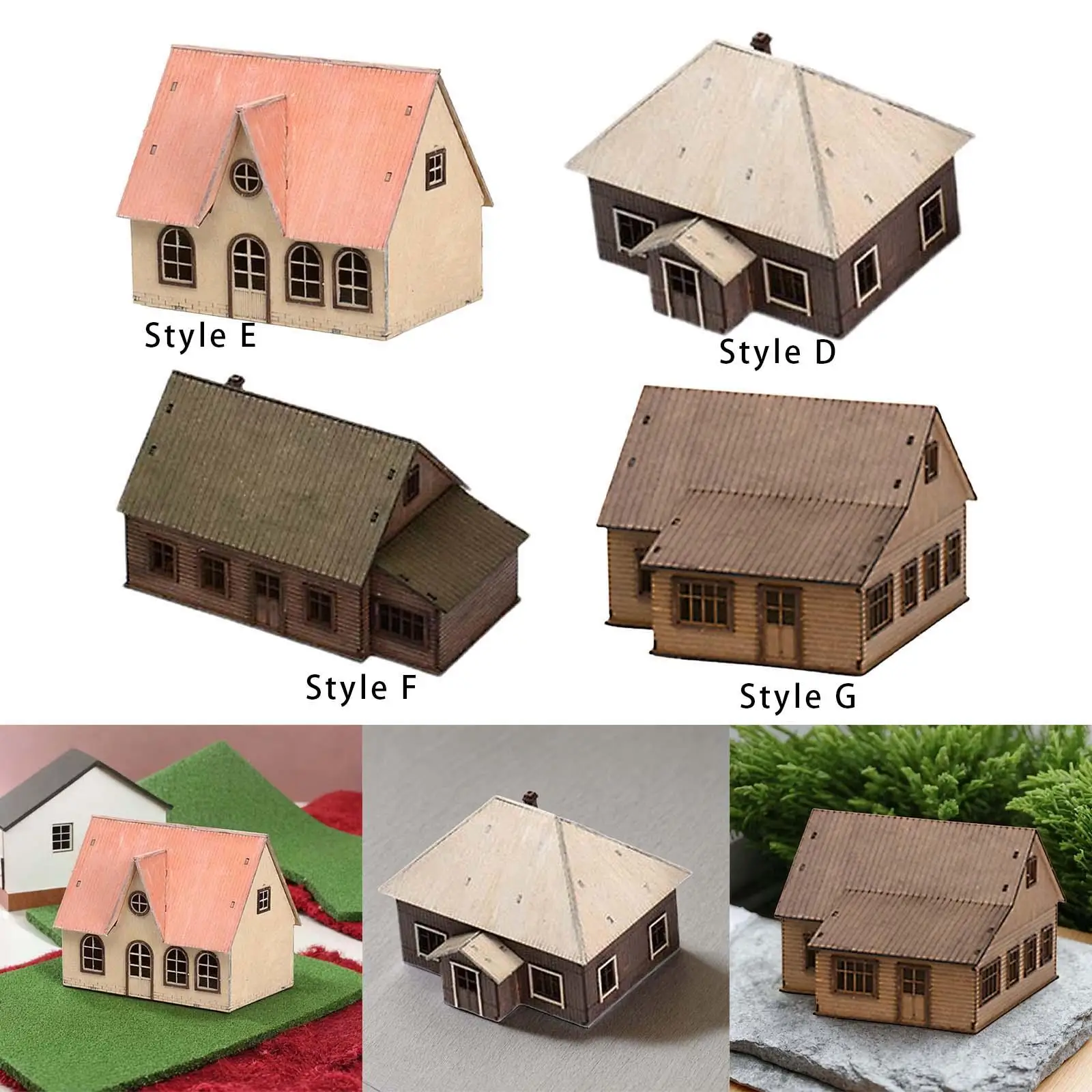 1/72 Wooden Building Model Kits Unassembly for Model Railway Scene