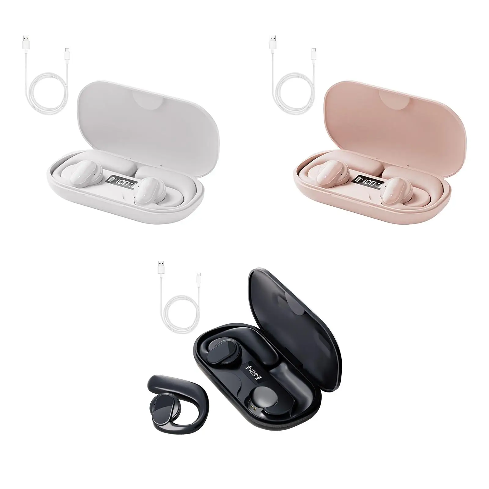 Bluetooth Headphones Stereo IPX6 Waterproof HiFi Ergonomic Ear Hooks Earphones for Sports Gaming All Smart Phones Laptop Working