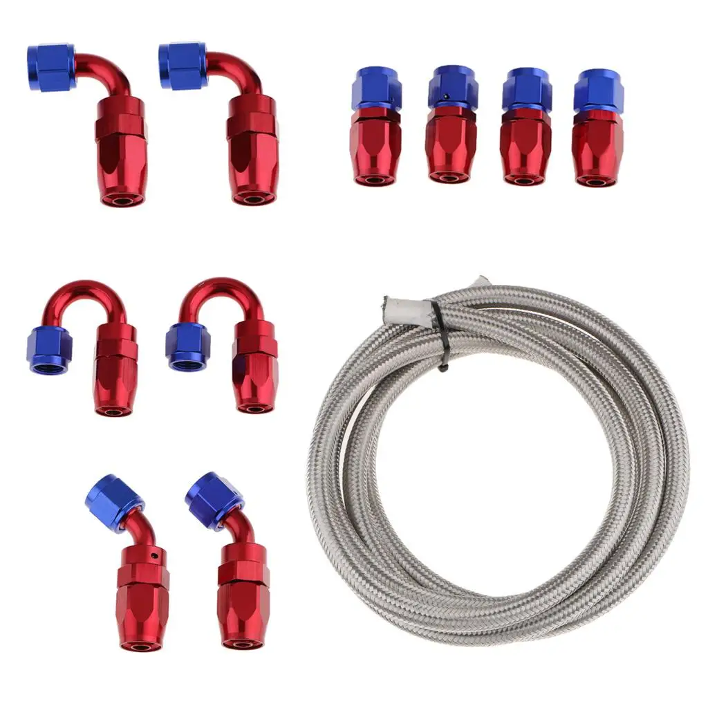 Nylon AN8 Oil/Fuel Hose with Straight +90/ Swivel Fittings Kits