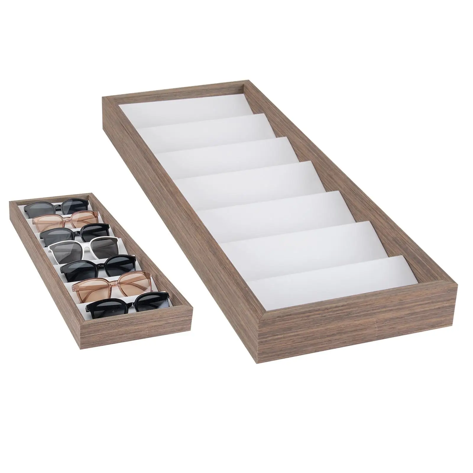 7 Compartment Glasses Storage Box Modern Velvet Lining Storage Case Eyeglasses