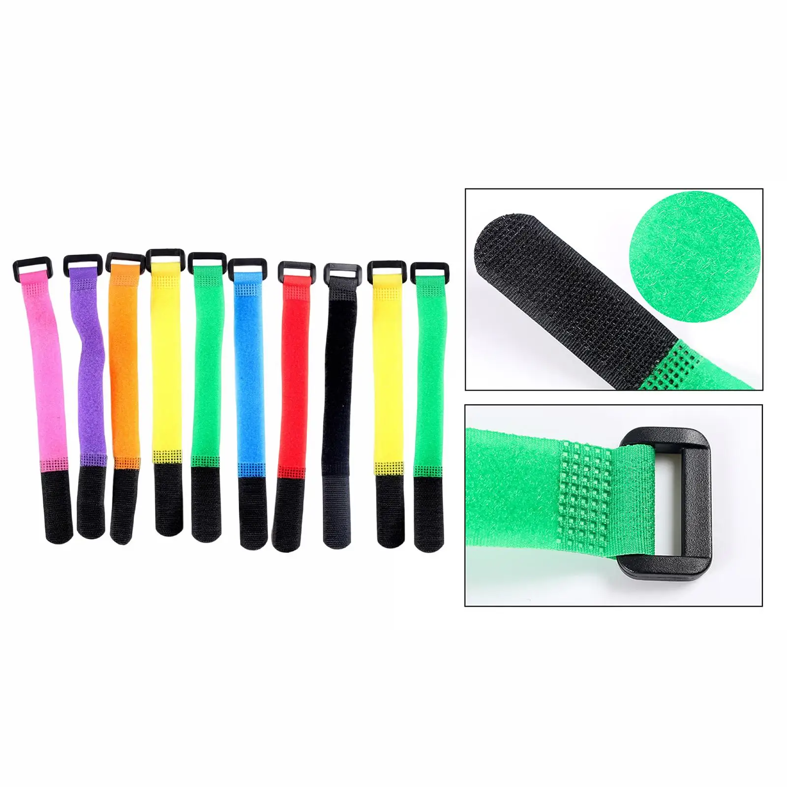 10Pcs Fishing Rod Tie Holders Multicolor Reusable Securing Cord Nylon Wire Ties Hook Fastener for Hoses Pant Garters Bike Office