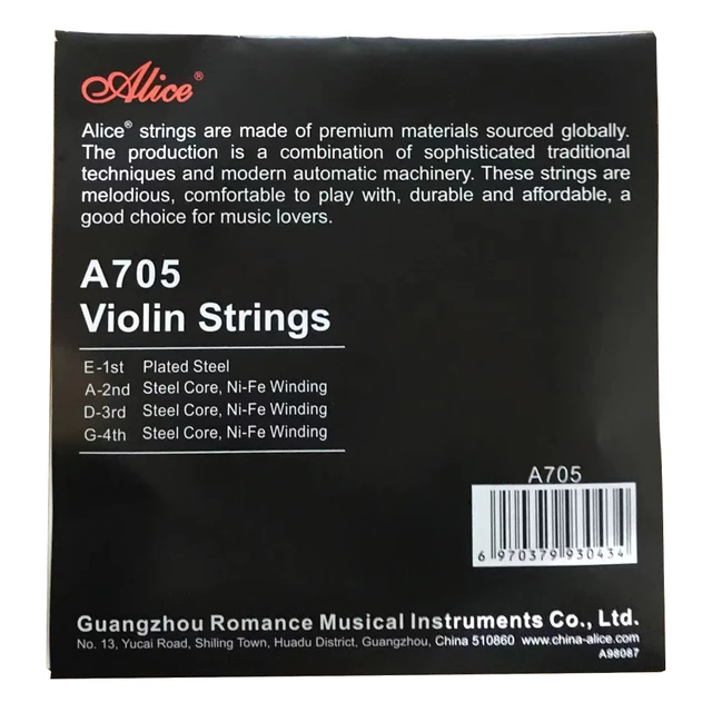 Alice® A705-Cordes violon professionnel pour violon 3/4 ou 4/4