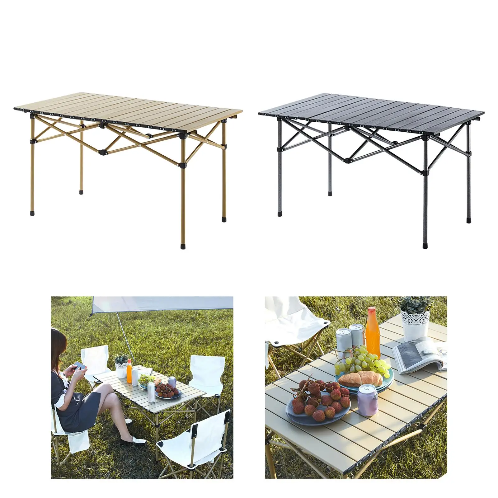 Long Camping Foldable Table Stand Furniture Collapsible Tableware Desk for Traveling Barbecue Indoor Outdoor BBQ Backyard