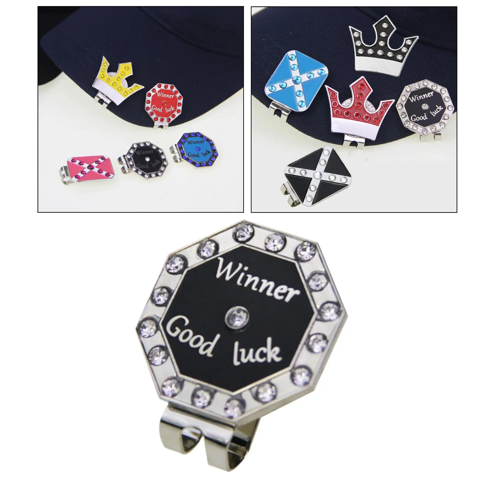  Ball Marker with Hat Clips, Luxury Rhinestone and Fashionable Golf Putting Alignment Accessory, Gifts for Men, Women