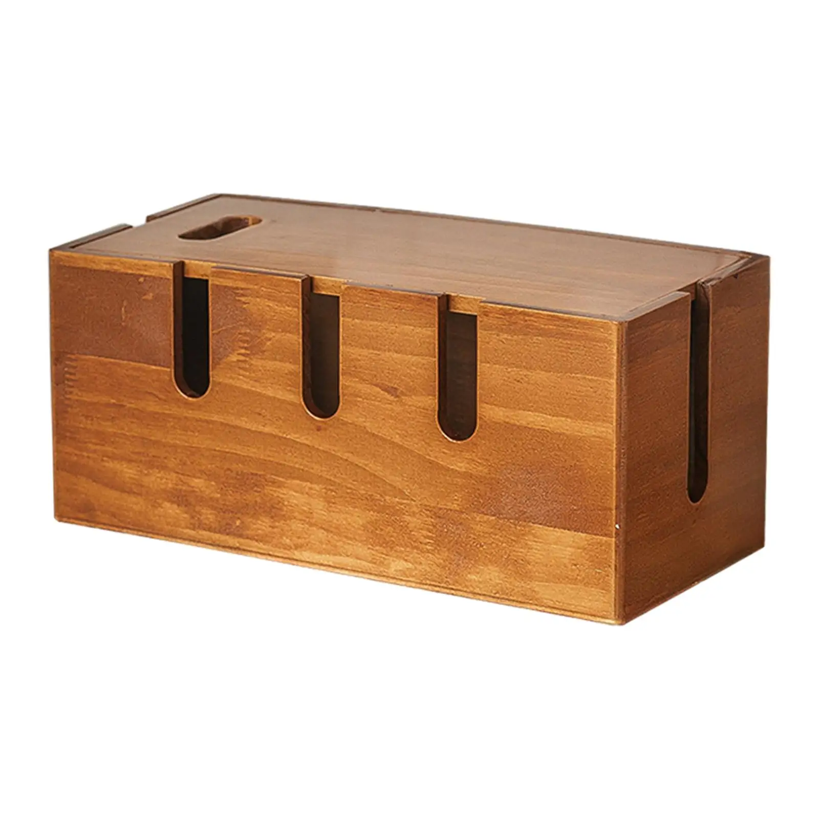Power Cord Box Wood Cord Organizer for Desk for USB Hub Computer Home Office