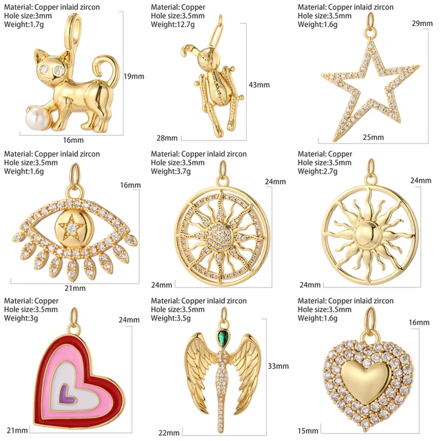 Angel Heart Moon Star Sun Butterfly Charms for Jewelry Supplies Gold Color  Dijes Diy Bracelet Necklace