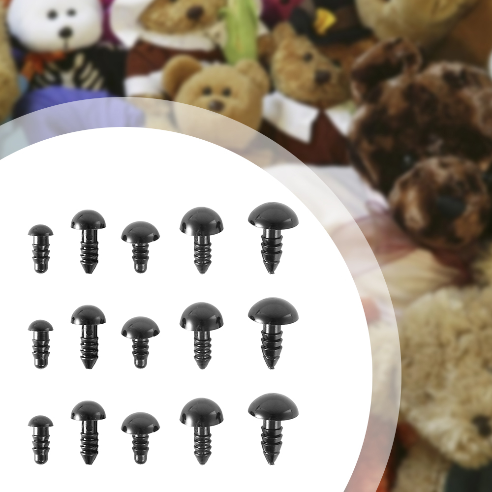 150 Stück DIY-Puppen-Sicherheitsaugen, 6–12 mm, schwarzer Kunststoff, Bastelaugen für Bärenspielzeug, Kinder, DIY-Handwerk, Stofftier-Puppenzubehör – Detail 3