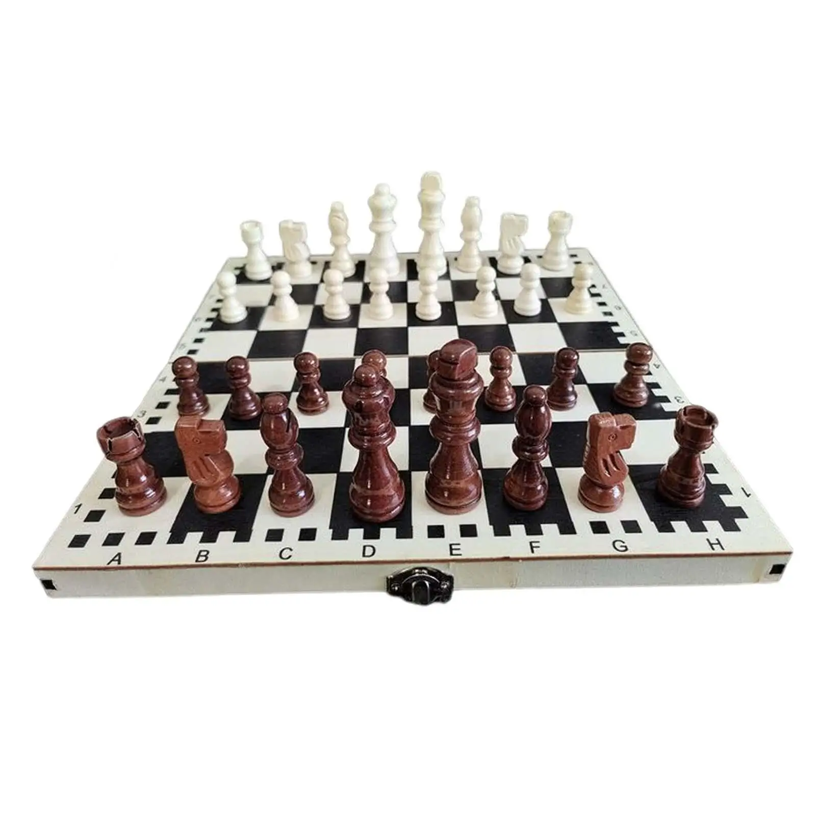 Wooden Folding Board Chess Set 30x30cm Handmade Entertainment Tool Accessories for Travelling Game Play