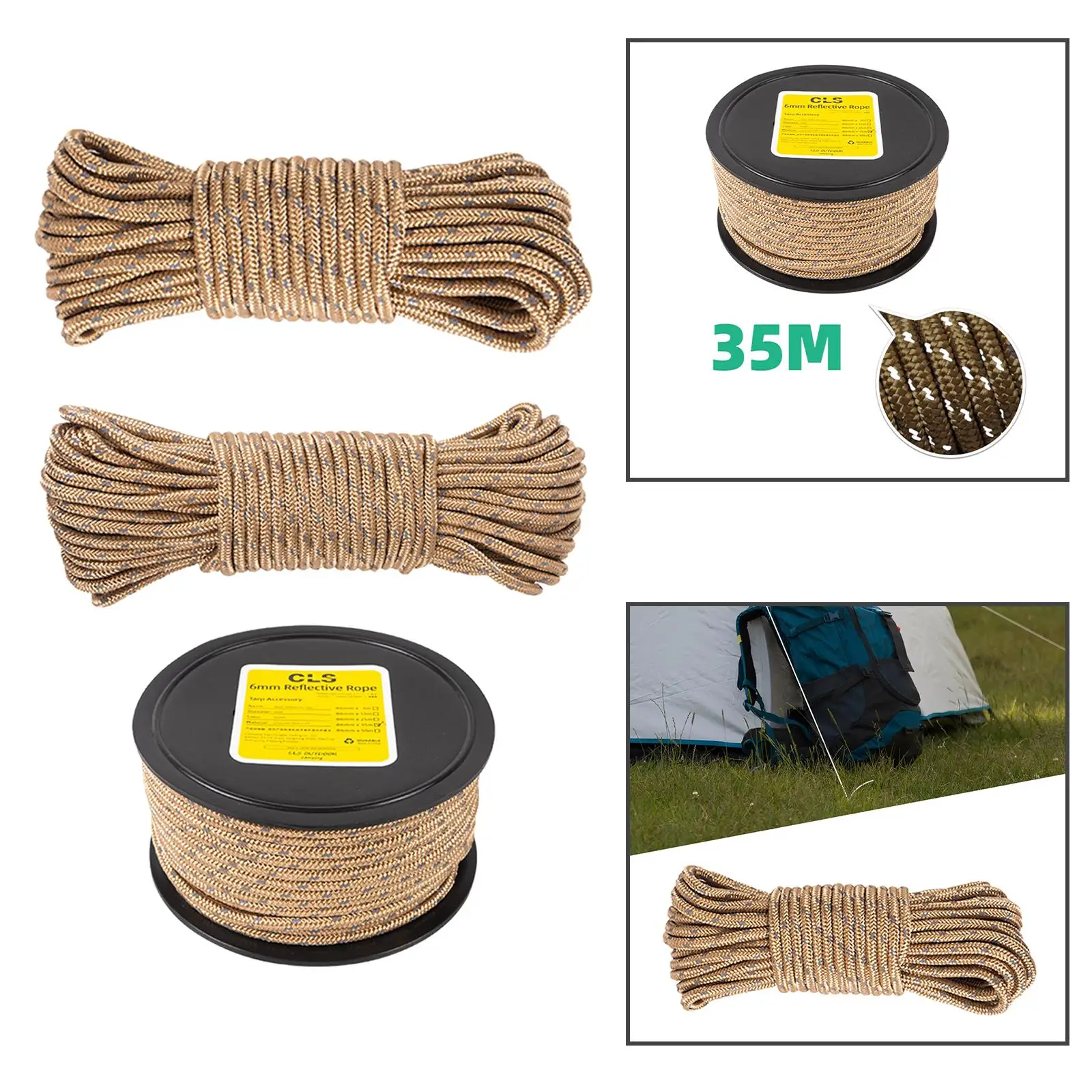Guylines Weather Resistant Solid Braid Lanyard Camping Rope Guy Lines Tent Rope for Travel Hiking Outdoor Activities Awning Tent