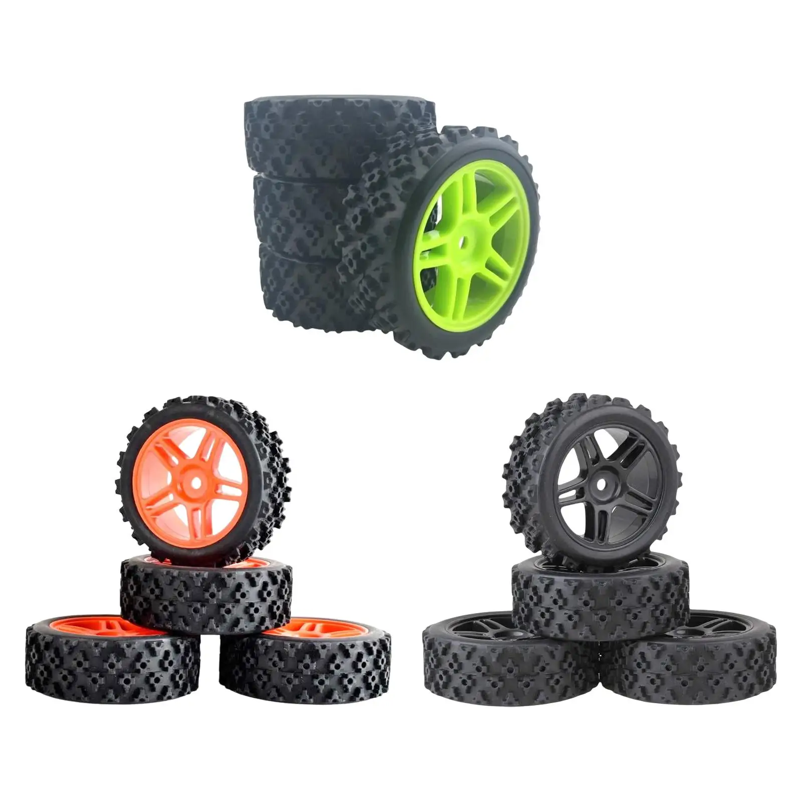 4 Pieces 12mm Hex Rubber Tires Universal Replacement Durable 71mm for Remo 1631 Buggy Toy Parts Hobby Model Vehicle