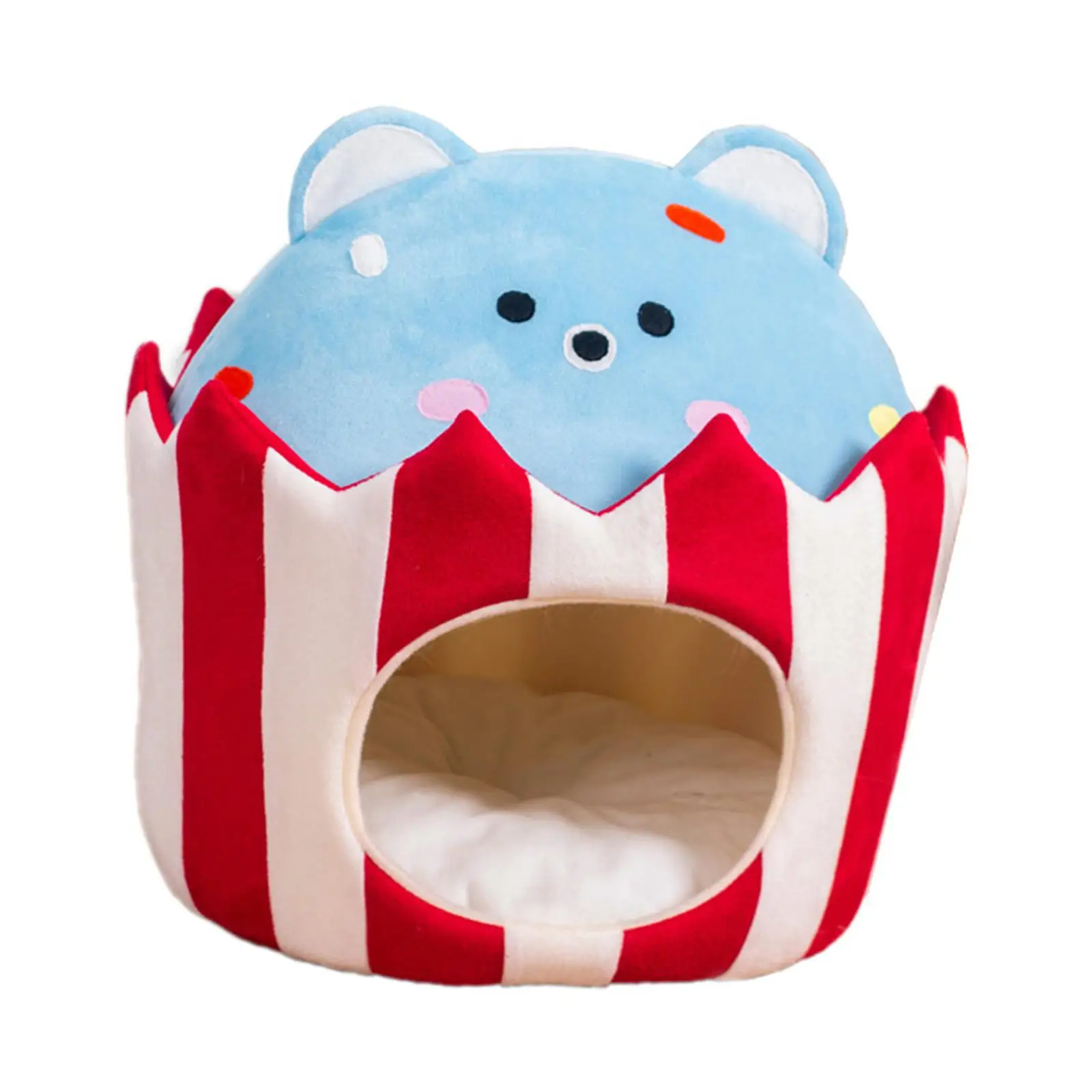 Cat Bed Condo Nest Kitten Cave Cat Hideaway Hut Puppy Kennel Pet Accessories Winter Cute Washable Small Dog House with Cushion