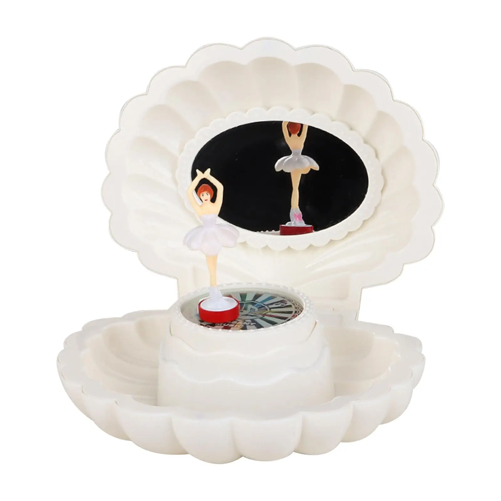Shell Shaped Ballerina Storage Case Trinket Jewelry Box and Mirror Musical Trinket Box for Holidays Children Gift Decorative