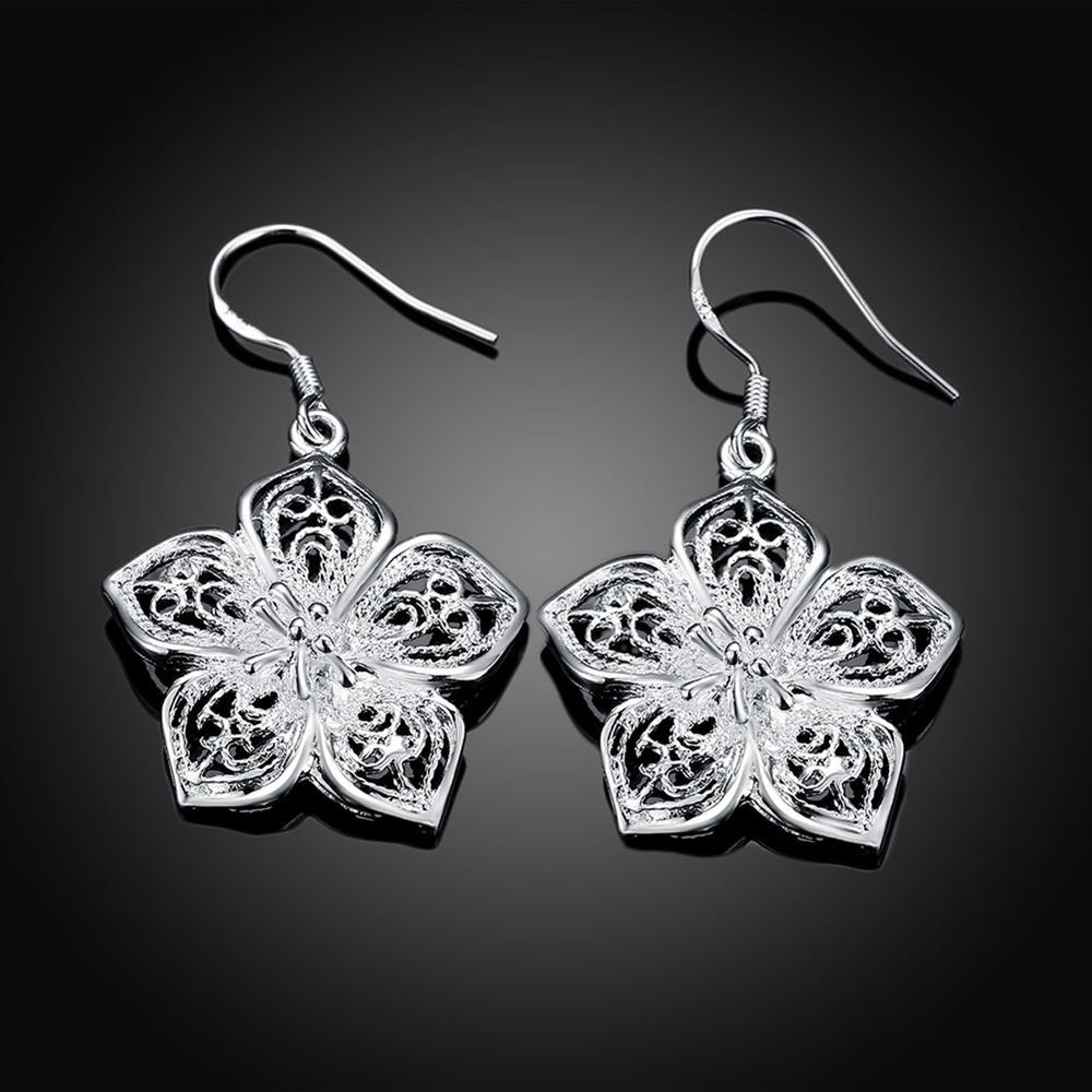 Hot High Quality Retro Pretty Flowers Silver color Earrings for women Fashion luxury party wedding Jewelry fine gifts