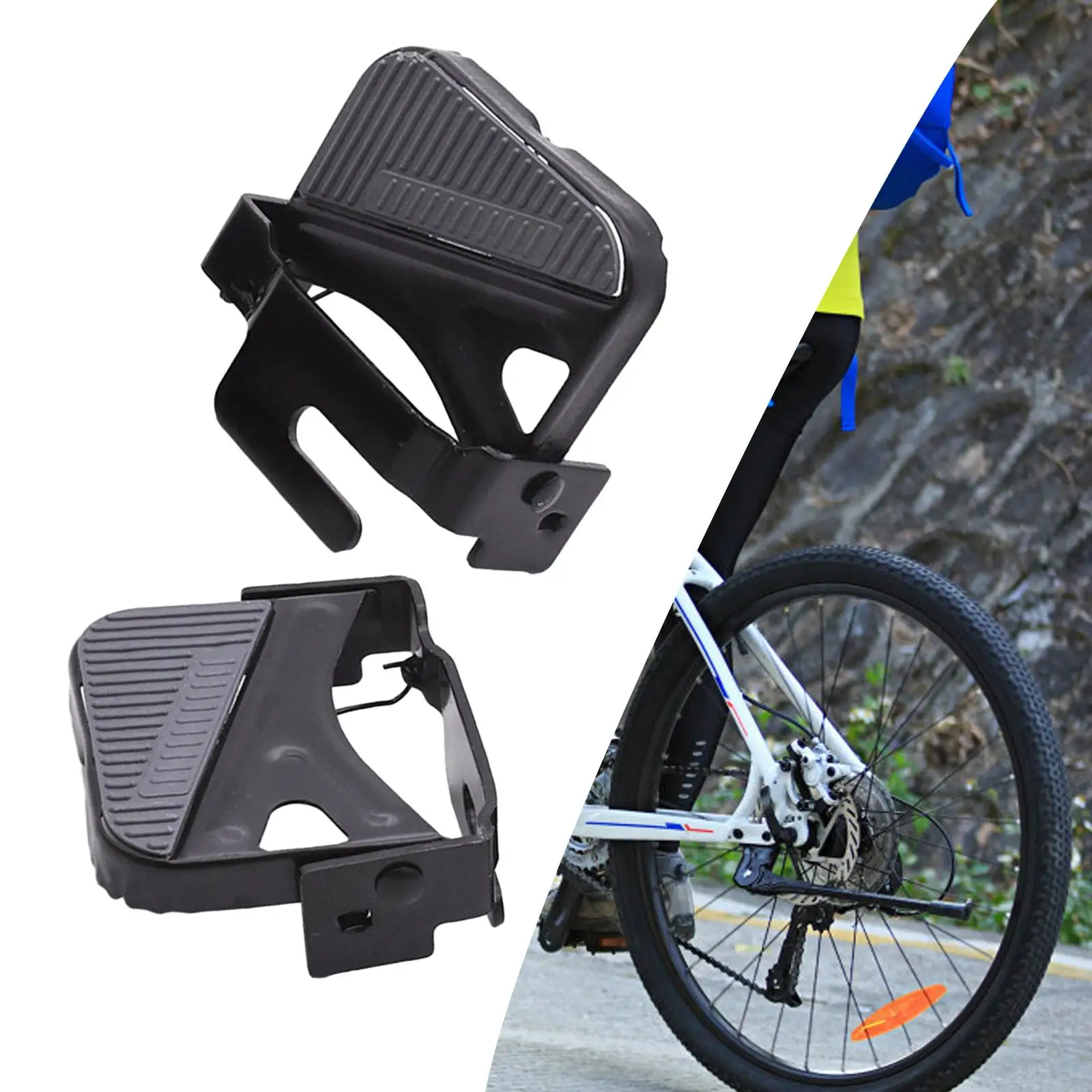 1 Pair Bike Rear Pedal, Folding Footrests Step Stool Bicycle Foot Pegs, Cycling Pedals for Mountain Bike BMX Electric Bicycle