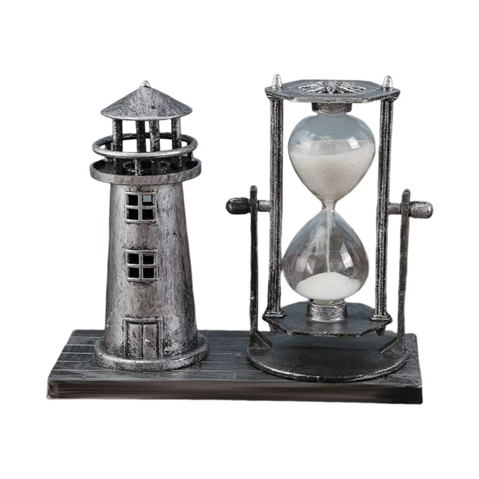 Retro Style Hourglass Sandglass Decor Lighthouse Tower Exquisite Sand Timer for Centerpieces Home Cabinet Living Room Office