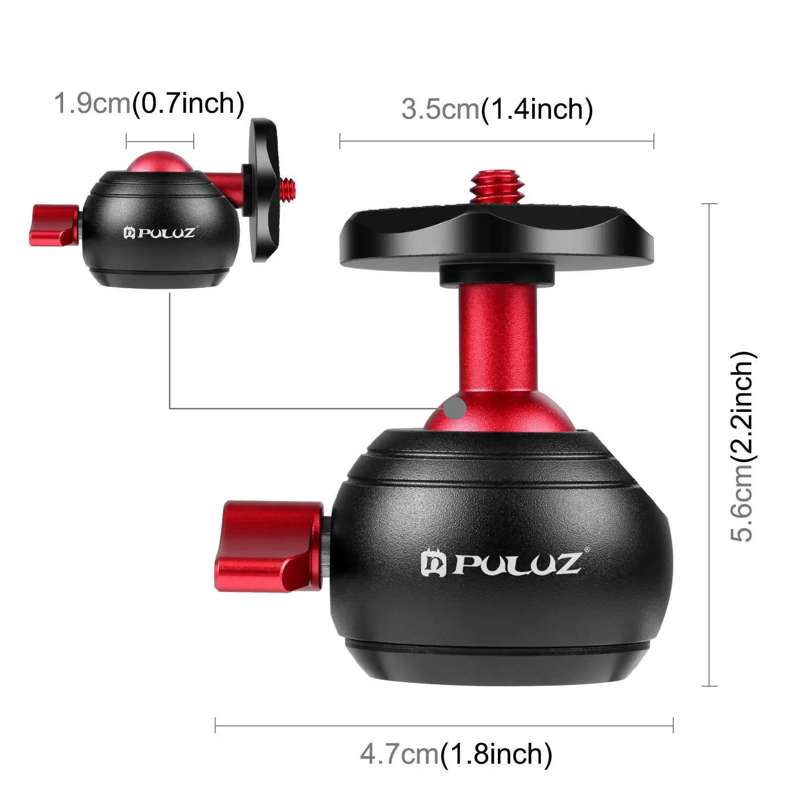 Professional Camera Tripod Ball Head with 1/4 inch to 3/8 inch Screw Hole 360 Rotating Panoramic for Camcorder Phone Clamp
