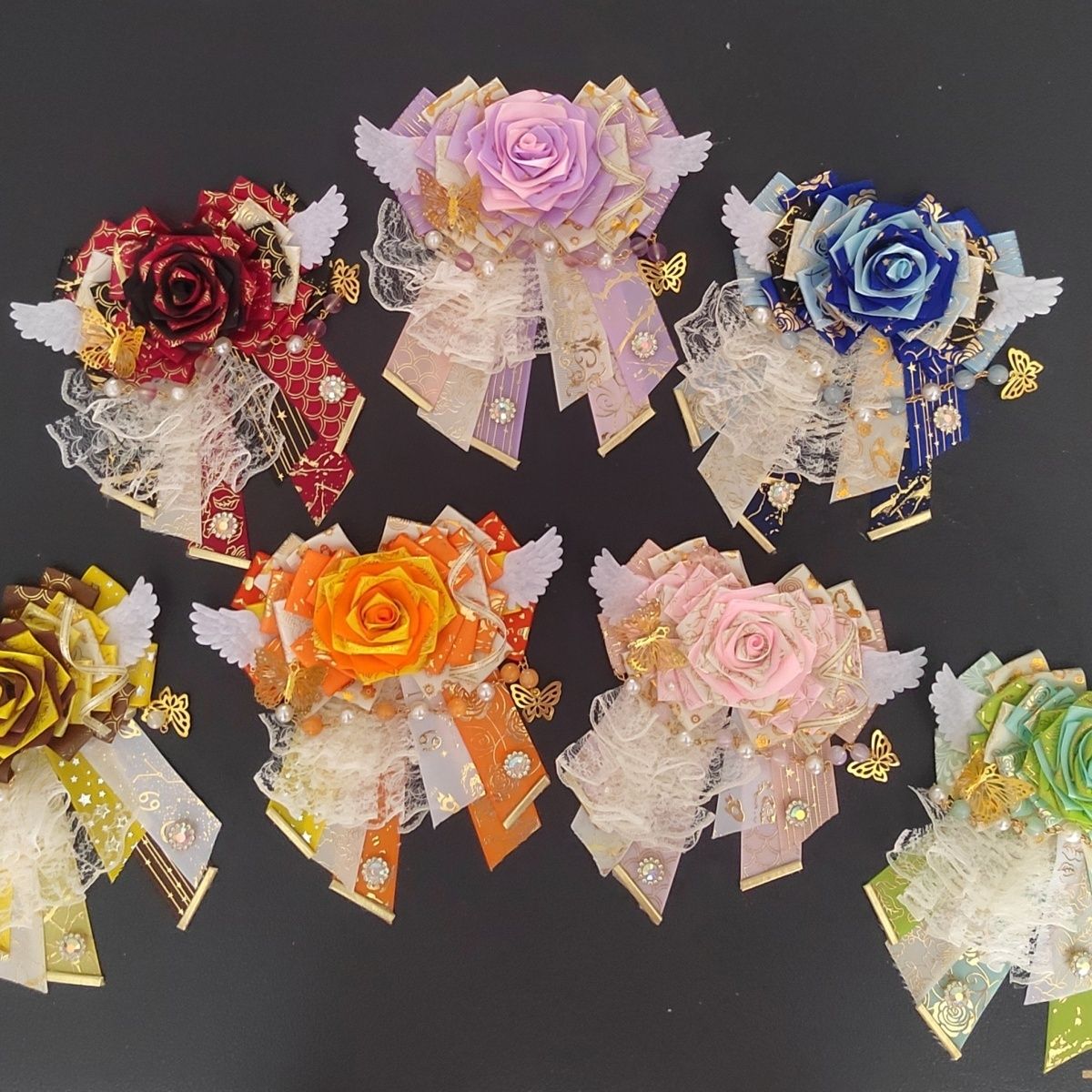 Frauen Lolita Cosplay Spitze Fliege Brosche Original Luxus Anzug Shirt Anime Mädchen Rollenspiel Zubehör High-End-Kragen Blumen – Detail 1