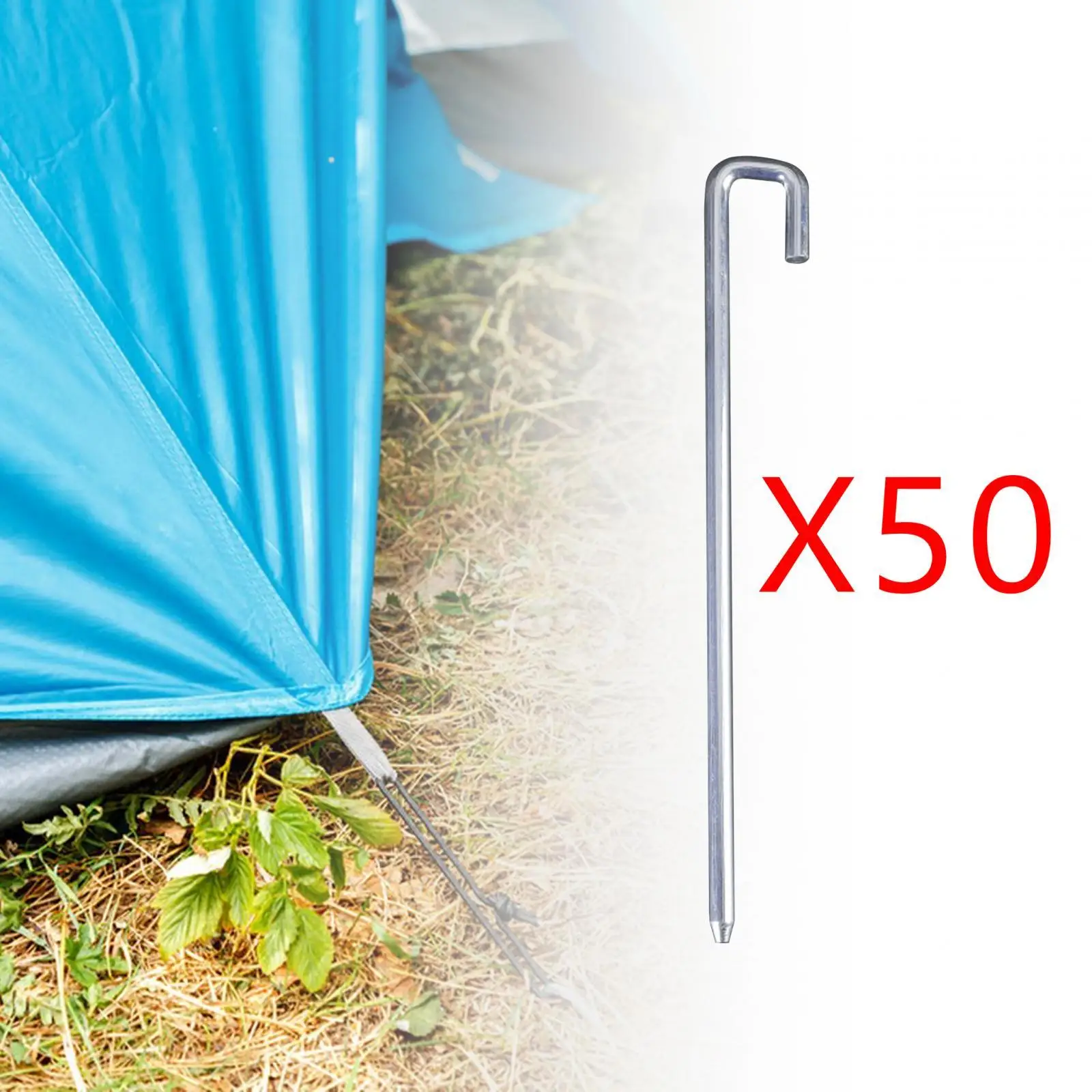 50Pcs Tent Pegs 25cm Garden Stakes Nails U Shape Hook Aluminum Rust Resistance for Outdoor Activities Multifunctional Durable