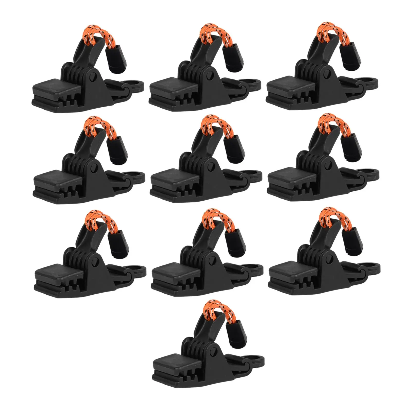 10x Tarp Clips Adjustable Reusable Lightweight Tent Clips Clamp Grip Clamps for Tarps Shade Cloth Fishing Awnings Hiking