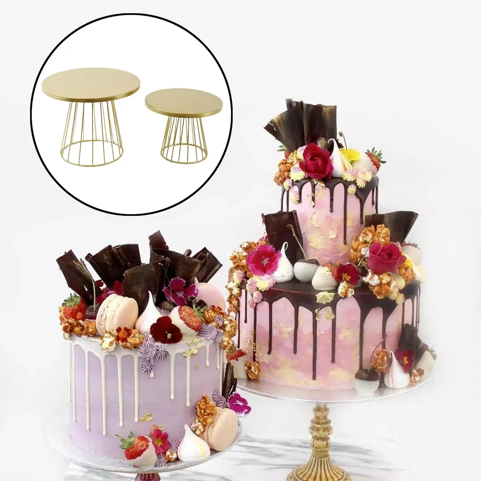 Gold Round Shaped Cake Stand Dessert Display Holder Rack Party Cupcake Plate