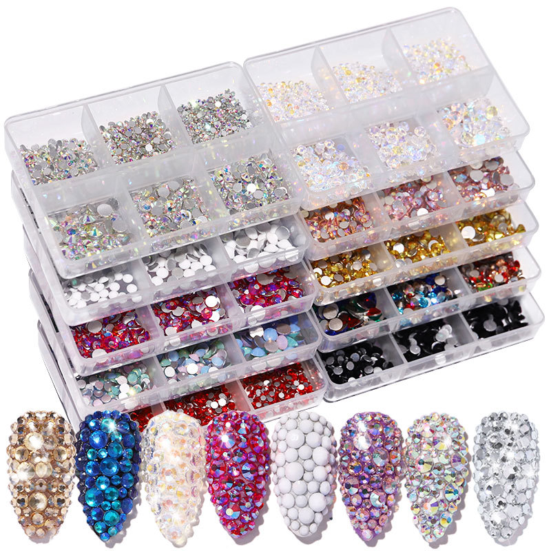 Best of 1 Box Crystal Nail Art Rhinestone Gold Silver Clear All Color Flat Bottom Mixed Shape DIY 3D Decoration Reviews & Tips