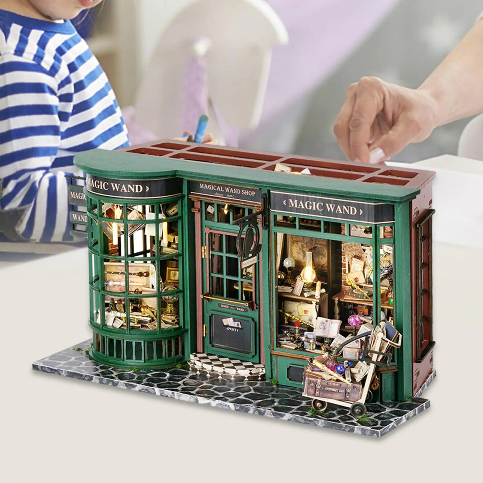 DIY Miniature Dollhouse European Retro with LED Lights 3D Puzzles with Accessories for Family Birthday Gift Kids Adults