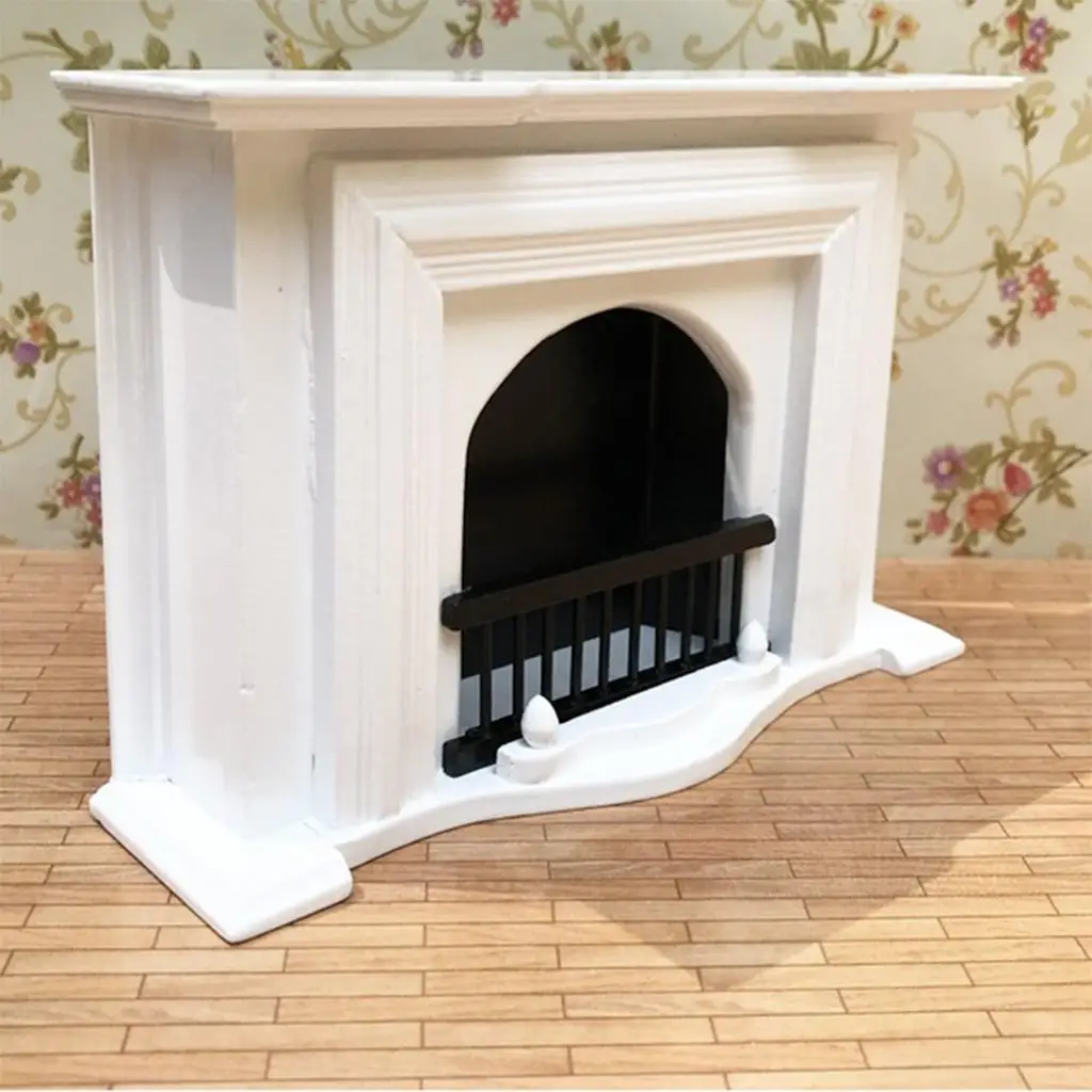 1/12 Dollhouse Furniture Miniature burning Fireplace Tiled Stove in European 