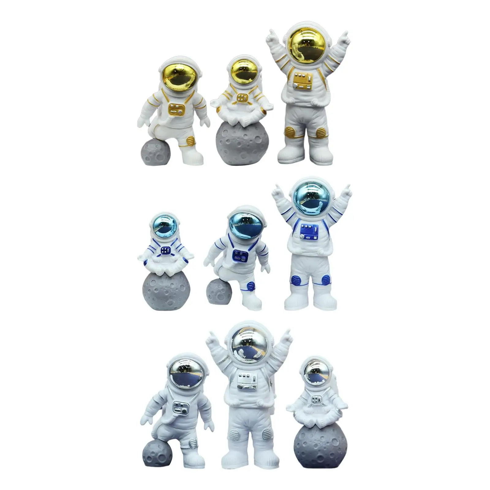 3Pcs Astronaut Statues spaceman Toys Spaceman Ornaments Astronaut Cake Toppers for Bookshelves Car Dashboard decor Crafts