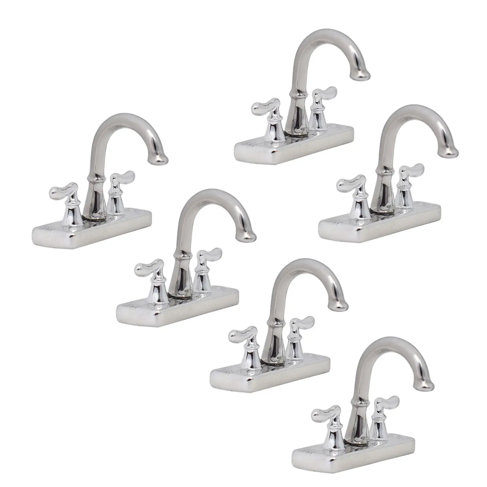 6 Pieces Simulated Double Opener Faucet Photography Props :12 Scale  for Doll   Children