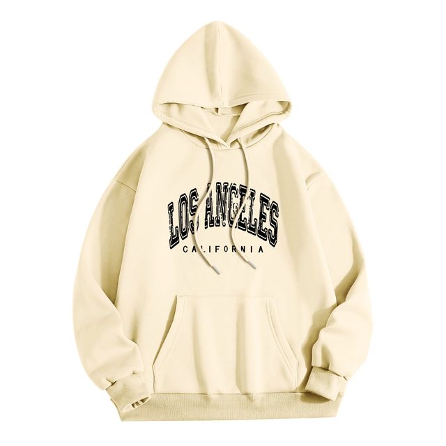 Los Angeles California Print Hoodies Women Drop-shoulder Pullovers Femme  Hooded Sweatshirt Big Style Loose Sudaderas Con Capucha