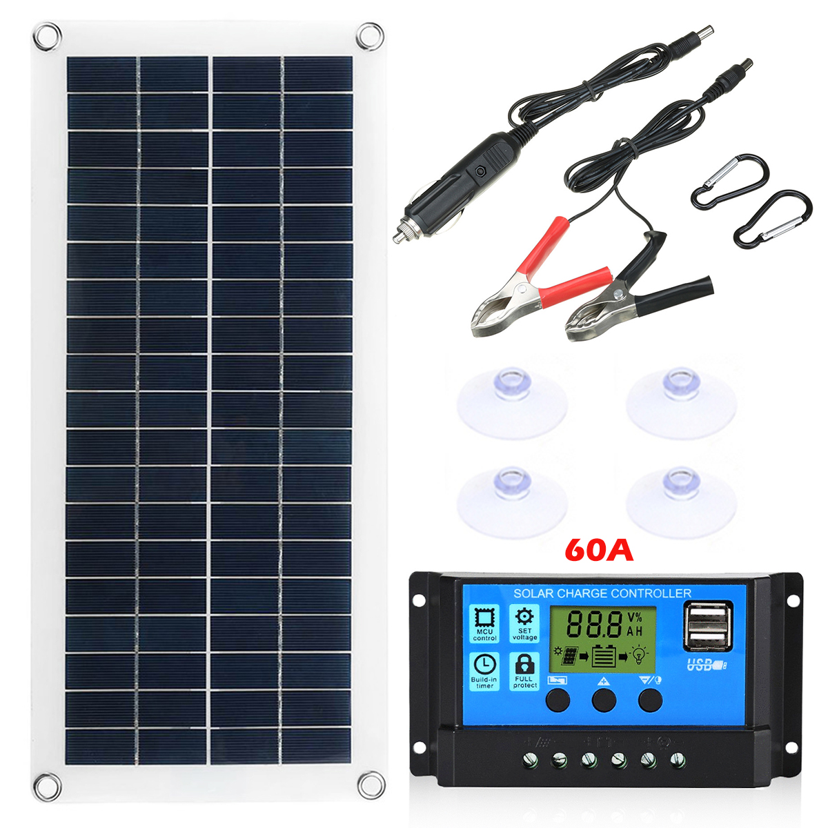 BORNE SOLAIRE ,Rose--Kit Complet De Panneaux Solaires 30W 12V USB, Avec ...