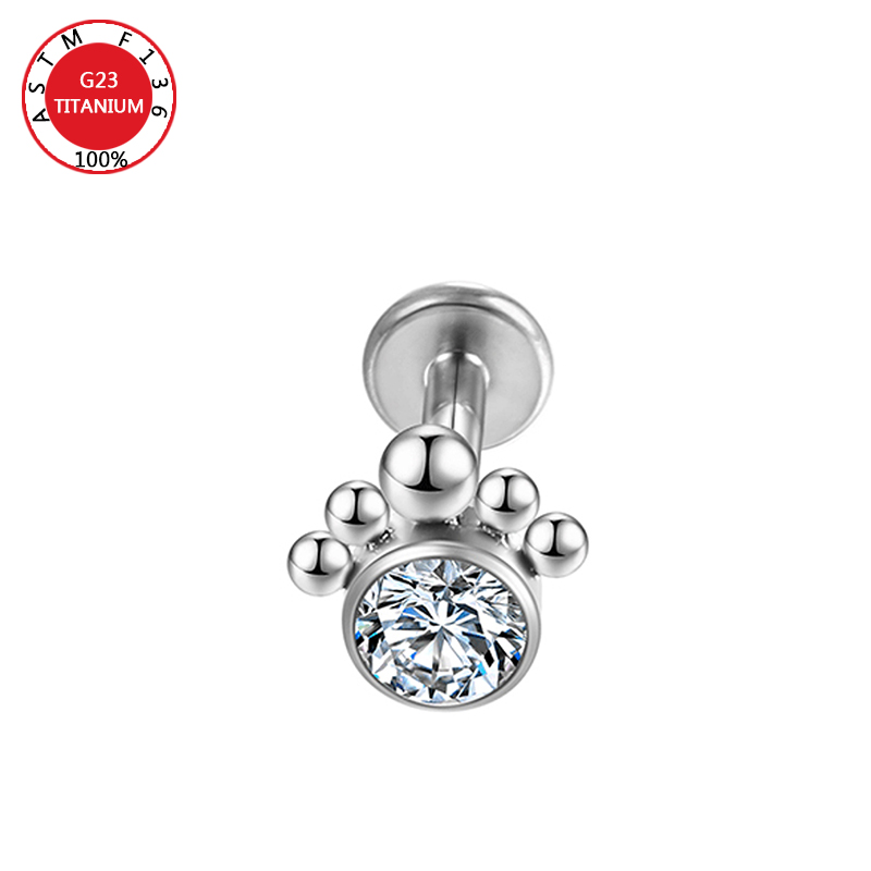 ASTM F136 Titan Zirkon Ohrstecker Labret Ohrstecker Lippenring Nasennagel Knorpel Helix Lappen Muschel Ohrringe Körperpiercing Schmuck – Detail 15