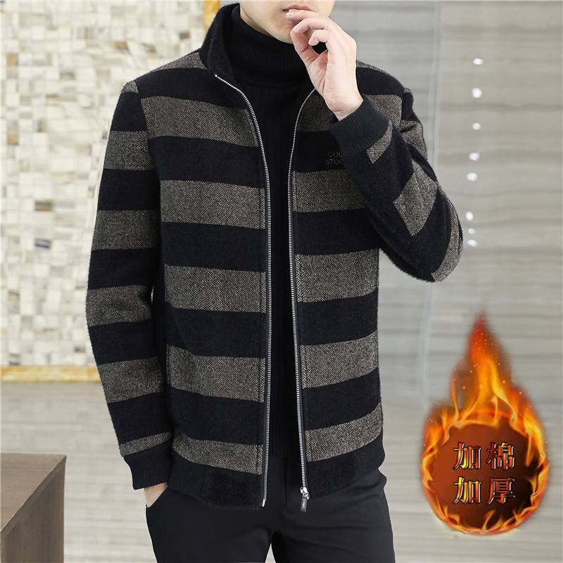 Description Picture 3 of itemMen's Jacket for Autumn and Winter Striped Fashion 2023 Wool Jackets for Casual Business Clothing Tight Social Coats Z168
