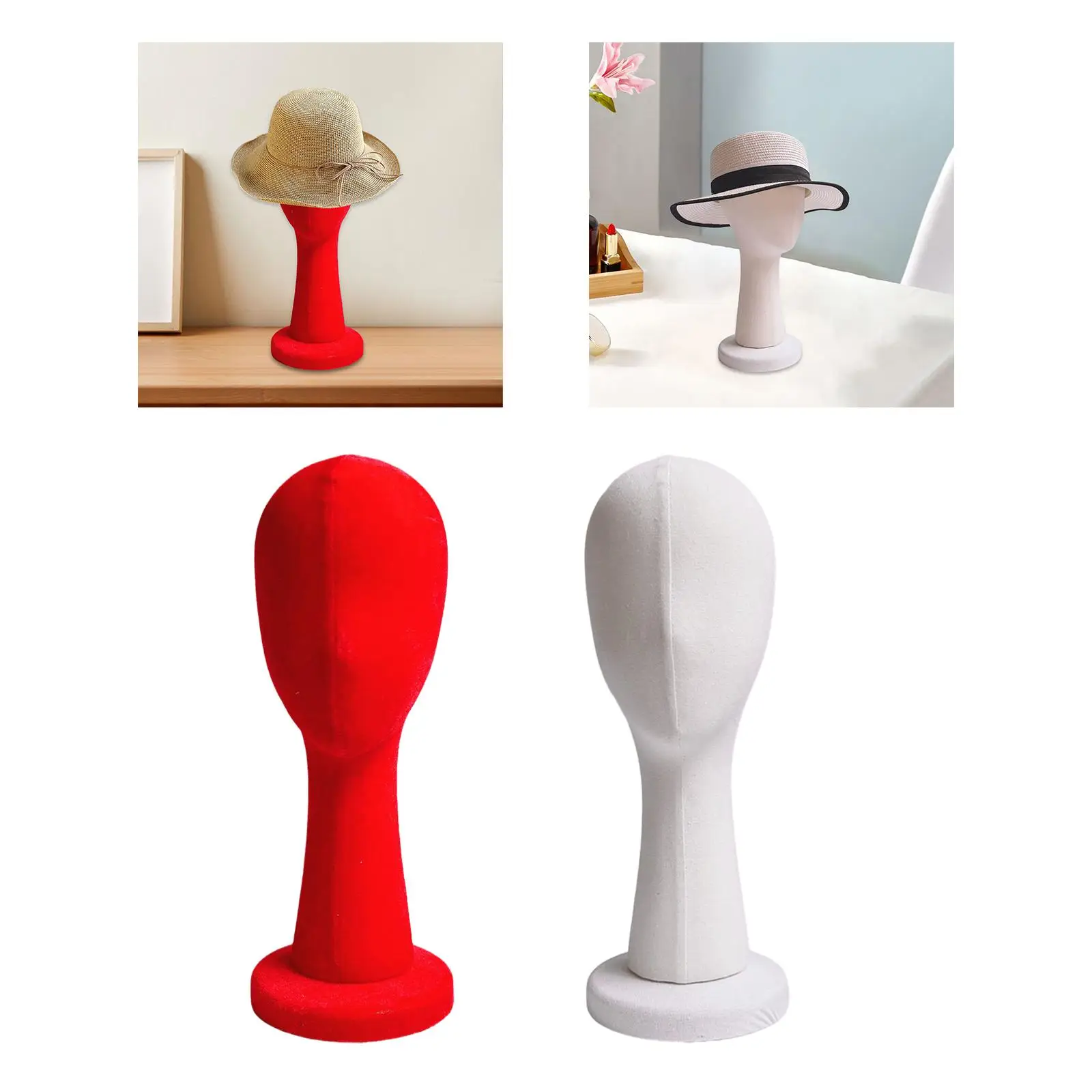 Women Mannequin Head Hat Display Stand Model Multifunctional Smooth Surface Stable Base Long Neck Height 41cm for Shopping Mall
