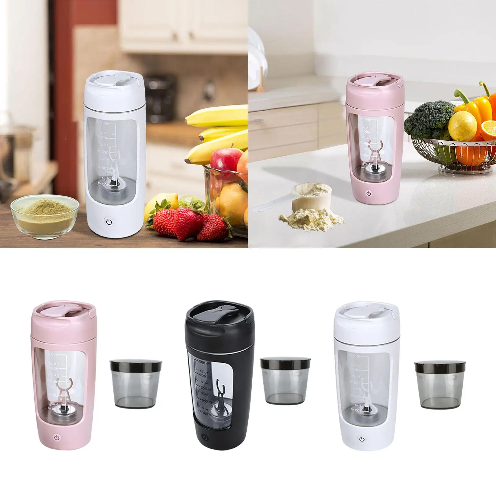 650ml Electric Protein Shaker Bottle Blender USB Rechargeable for Home Gym