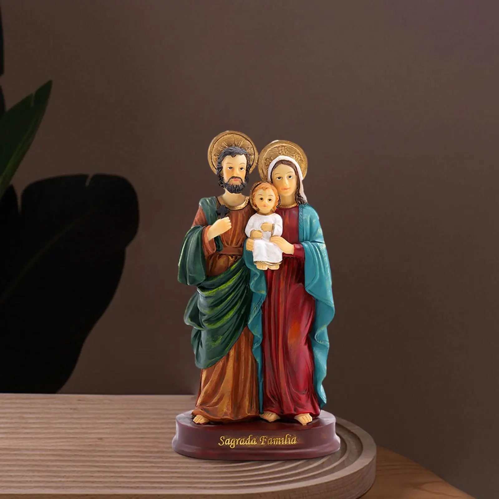 Holy Family Statue Jesus Figurine Collectible Religious Sculpture Mary Joseph Figures for Shelf Christmas Living Room Decor Gift