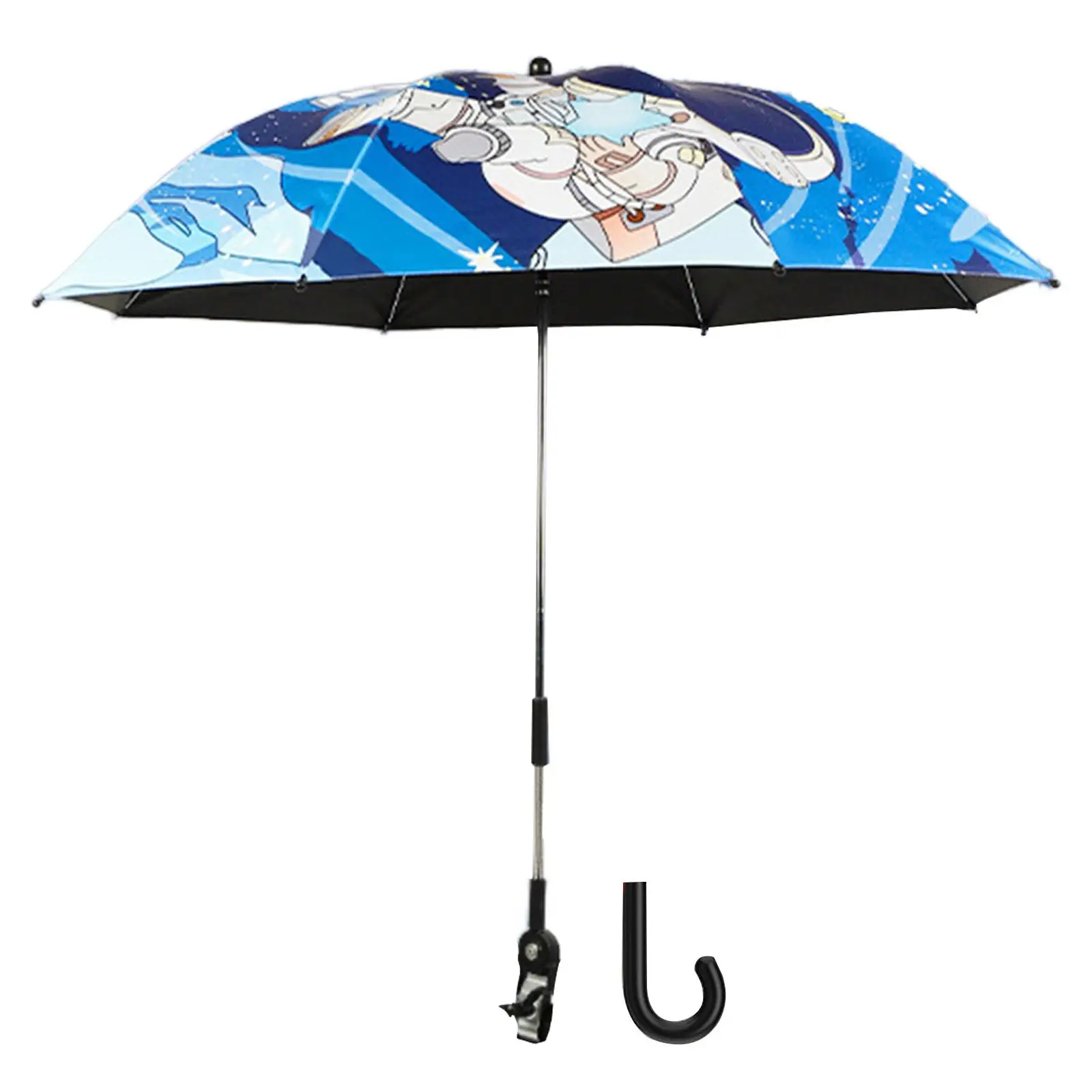 Clip on Universal Stroller Umbrella 360 Degree Stroller Sun Shade Baby Parasol Umbrella for Bike Beach Chair Stroller Trolley