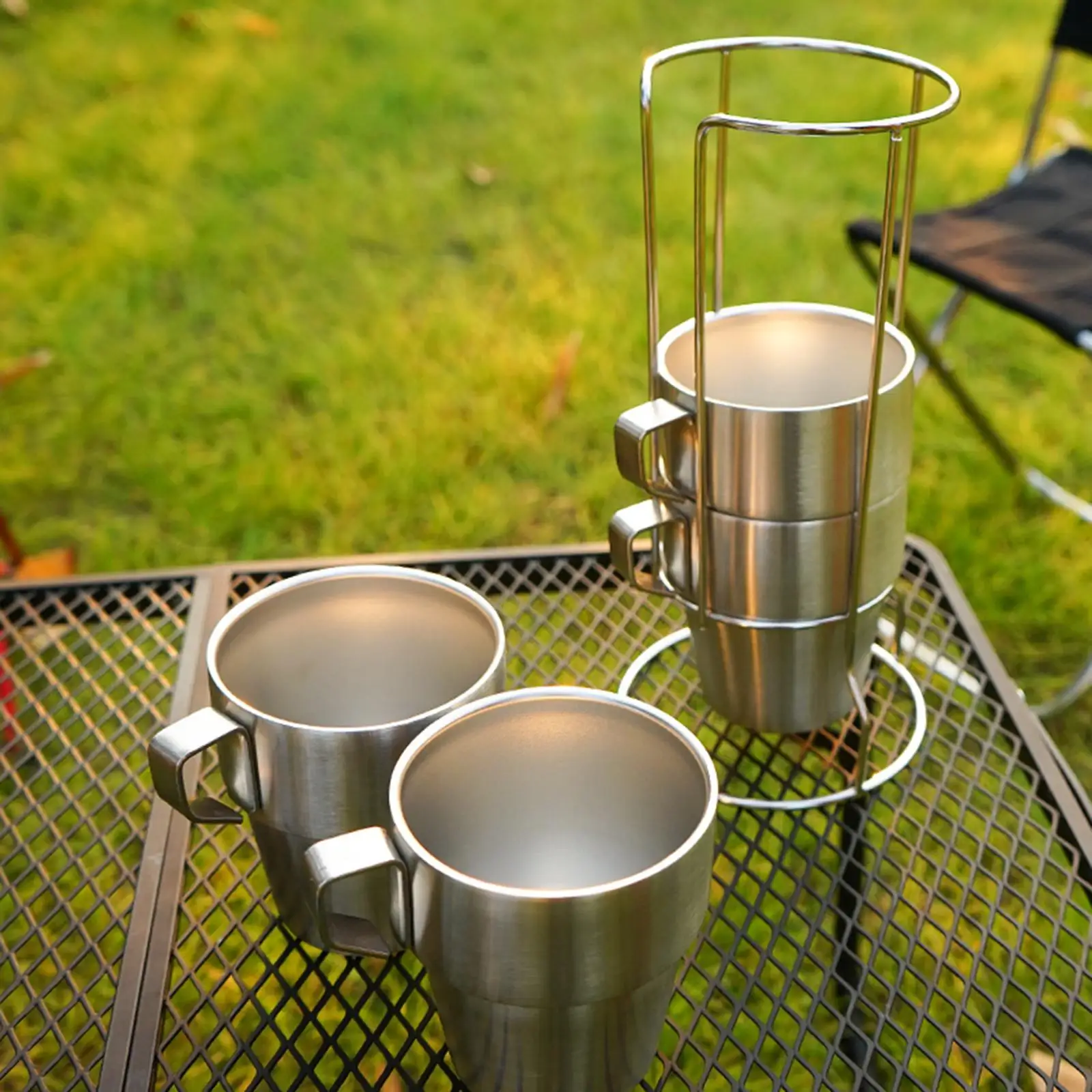 4Pcs Coffee Cups Double Layer Shatterproof Drinking Cups Stainless Steel Beer Mugs for for Ice Drinks/Hot Beverage 301-400ml