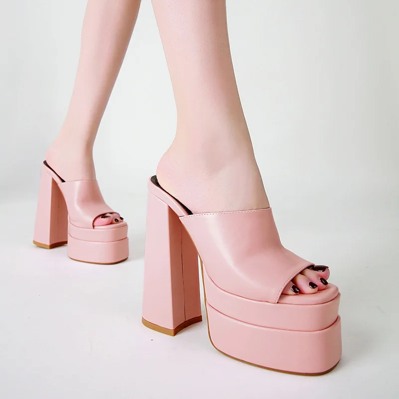 peep toe platform chunky heels