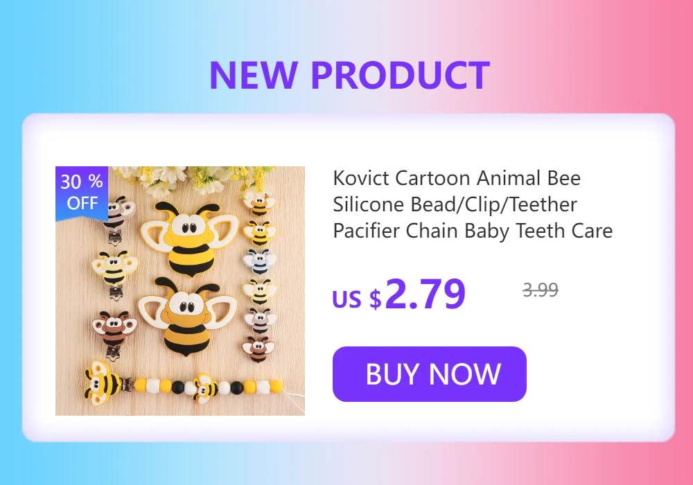 baby teething items cheap	 Kovict 1pcs Animal Silicone Teether BPA Free Food Grade Silicone Pandents DIY Pacifier Chain Accessories Children Molar Toys baby teething items	