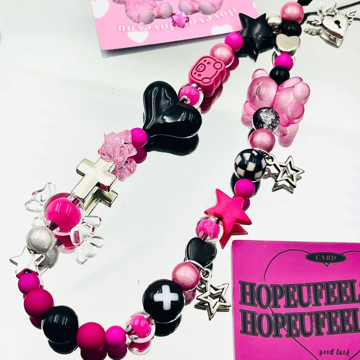 Original Y2K Magenta Bär Stern Anhänger Telefon Charms Strap CCD Kamera Lanyard Schlüsselbund Süße Coole Mädchen Armband Schmuck Geschenk – Detail 2