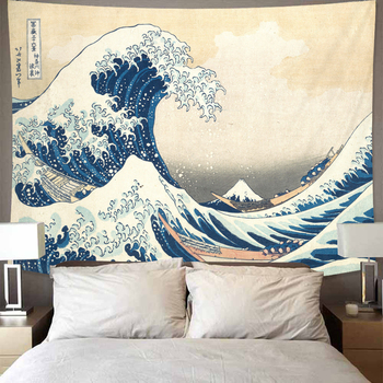 Décoration de la maison japon mont Fuji tapisserie japonaise Art imprimé Kanagawa grande vague tenture murale décorative tapiz 37