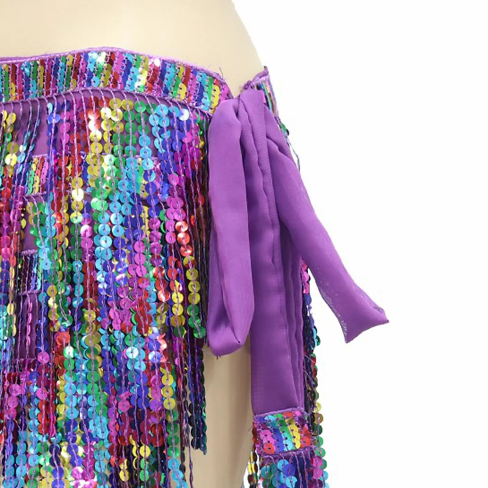 Belly Dance Skirt Hip Wrap Skirts Sequin Fringe Skirts for Summer Beach